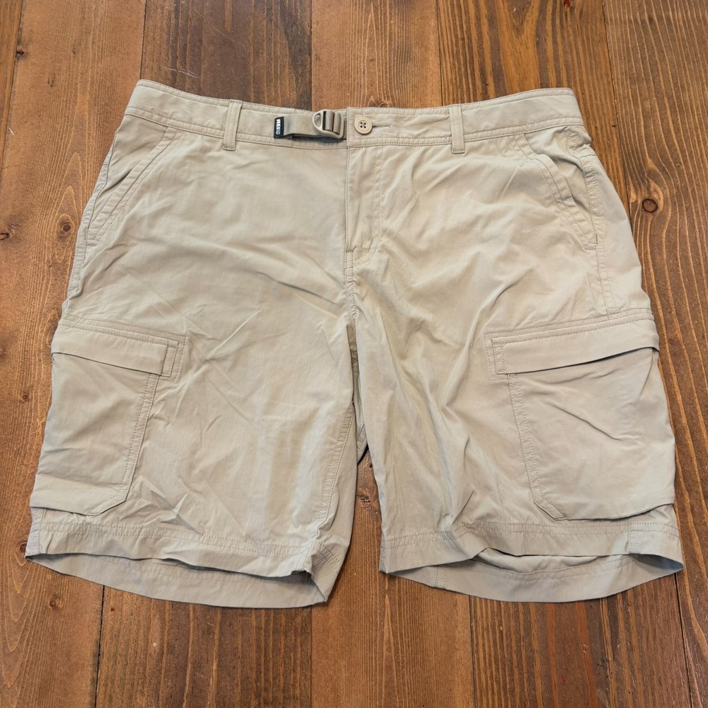 REI Sahara Cargo Shorts Womens Size 14 Beige 9" Nylon Hiking Outdoor Gorpcore